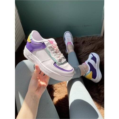 ELSESHOES Women White Purple Sneaker