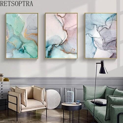 Golden Abstract Watercolor Canvas Art Painting Wall Poster Print Minimalist Picture Creative Modern Style Home Decor