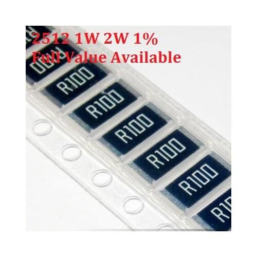 50pcs 2512 0.47R 0.5R 1R 1R00 R500 R470 1W 1% Resistance0.47ohm 0.5ohm 1ohm mR SMD Alloy Resistor