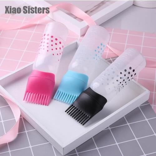 Hair Dye Bottle With Applicator Brush Empty Hair Dye Applicator Brush Bottle Hair Colouring Comb Hairdressing Salon Supplies