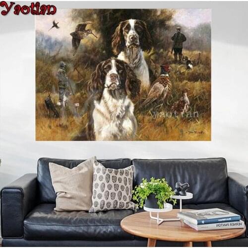 Full Square Drill 5D Diy Diamond Painting English Springer Spaniel Hunter Diamond Embroidery Round Cross Stitch Diamond Mosaic