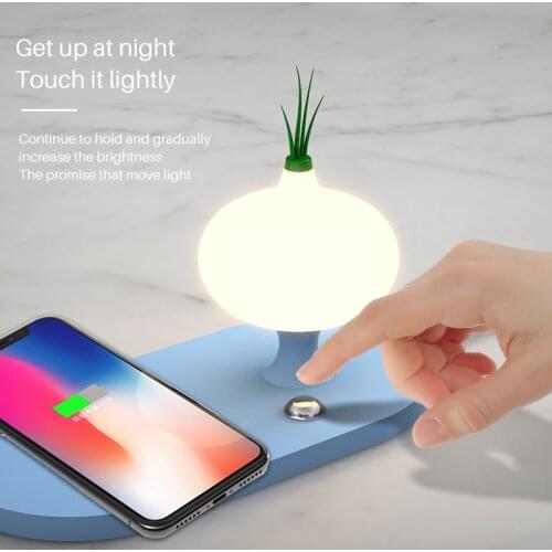 Wireless Charger with LED Night Light for xiaomi Samsung s 10 iphone x 8 7 Portable Fast Charger Button Control Lamp