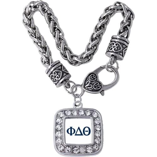 Shiny University Greek Letter PHI DELTA SIGMA Metal Pendant Bracelet for University society sorority fraternity Jewelry bangle