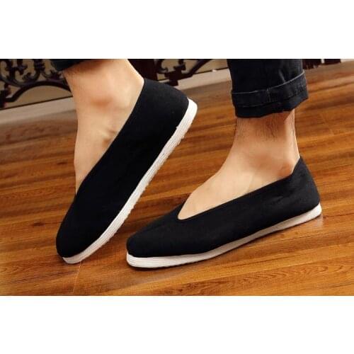 Black big size EU35~EU50 UNISEX handmade cotton tai chi wushu sneakers kung fu Martial arts shoes shaolin monks shoes