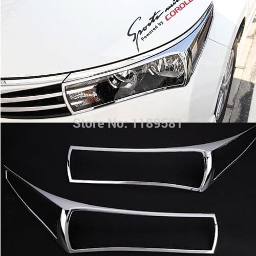 For Toyota Corolla 2014 2015 2016 ABS Chrome Decorate Front Head Light Headlight Lamp Cover Trim Molding Frame