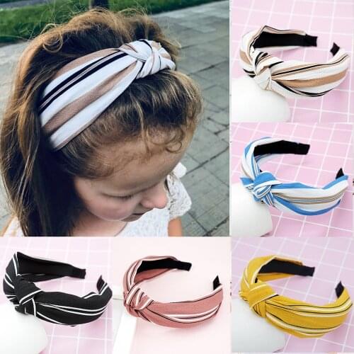 Women Knotted Stripe Hairbands Chiffon Hair Hoop Girls Headband Make Up Hair Accessories FG066