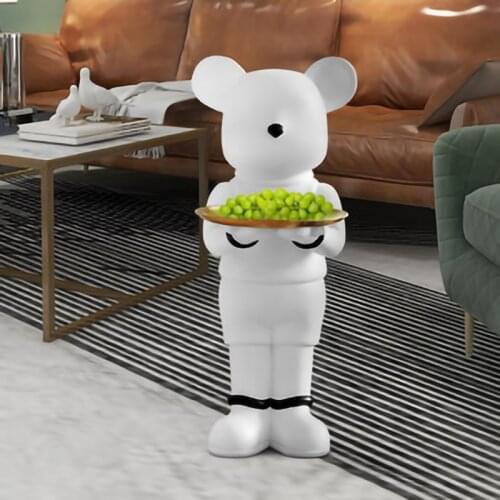 Home Fashion Decor Bear Statue Resin Ornaments Living Room Large Tray Statue Home Storage Organization Decoration Accessories