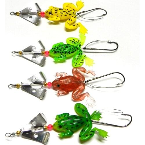 Hot Sale 4pcs Rubber Frog Soft Fishing Lures 8cm 6.2g Spinnerbait Swimbait Fishing Tackles Bass Crankbait