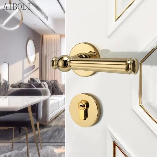 Haodi Bedroom Door Lock Interior Door Handle European Golden Magnetic Door Lock Mute Split Door Lock Household Wooden Door Lock