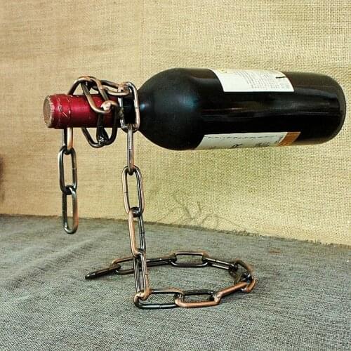 Creativity Magic Metal Wine Racks Retro Restaurant Bar Decoration Iron Chain Rope Shape Wine Holder Home Kitchen Display Stand