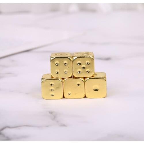 5pcs 13mm Metal Dice Gold/Silver Solid Heavy Dice Bar Night Club Party Drinking DND Game Dice