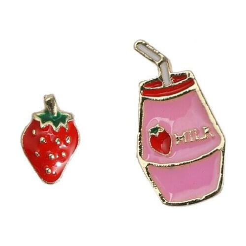 Punk Fashion S925 Needle Earrings New Dongdaemun Imported Wild Ins Girl Strawberry Yakult Net Red Cute Earrings Wholesale