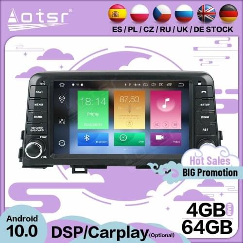 64GB Carplay Multimedia Stereo Android 10 Player For KIA MORNING 2016 2017 2018 2019 GPS BT Audio Radio 2 Din Receiver Head Unit