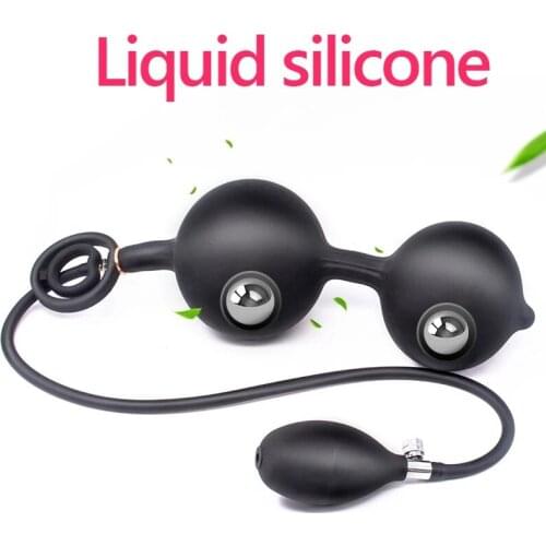 Huge Inflatable Anal Plug Prostate Massager Large Dildo Vagina Anus Dilator Butt Beads With Metal Ball Sex Toy For Men Women Gay