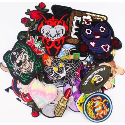 Nicediy 20pcs/lot Cartoon Embroidered Patches For Clothing Cheap Mixed Cute patch that no one wants Random Iron-On Patches DIY