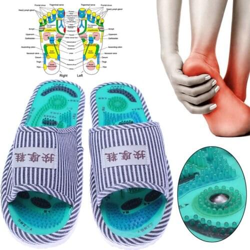 Newly Massage Slippers Striped Reflexology Acupuncture Sandals Foot Acupoint Shoes for Women Men