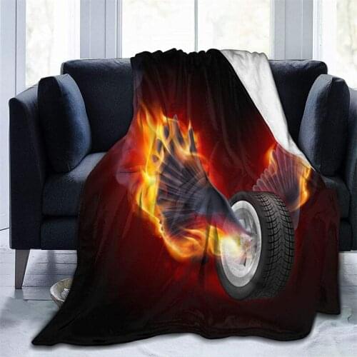 Wheel With Fire Wings Navajo Cubre Throw Blanket 3D Print Sherpa Super Comfortable Nordic Manta Sonic