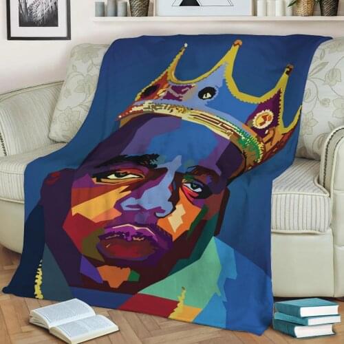 Biggie Small Wpap Popart 3D Print Plush Blanket Throw On Sofa Home Decor Soft Warmth Washable Nap Blanket Dropshipping