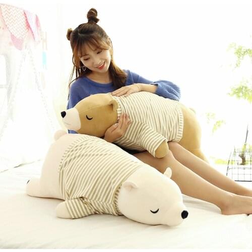 Polar Bear Plush Animals Cute Cartoon Cotton Stuffed Doll Cushion Anti Stress Accompany Sleeping Pillow Toys For Children