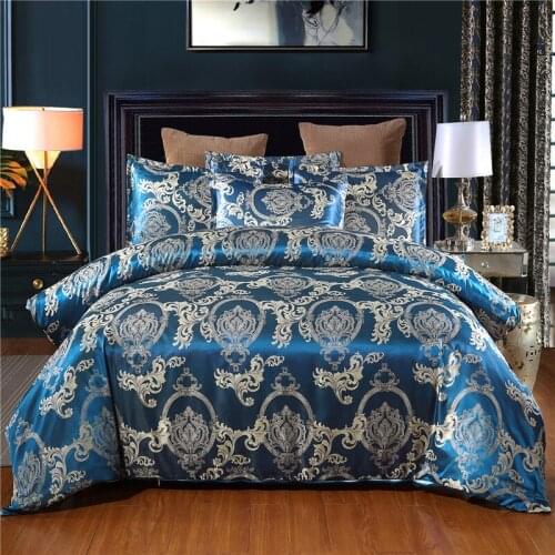 Luxury Jacquard Satin Silk Bedding Set King Queen Size Duvet Cover Pillowcase 2/3pcs Sets Bedding Beds Textile Home Sets For