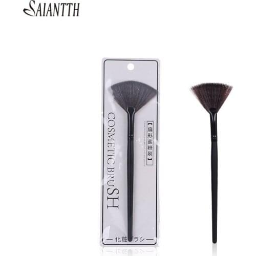Saiantth Single blush brush small fan shape loose powder blush brush portable makeup brushes professional cosmetic tool make up