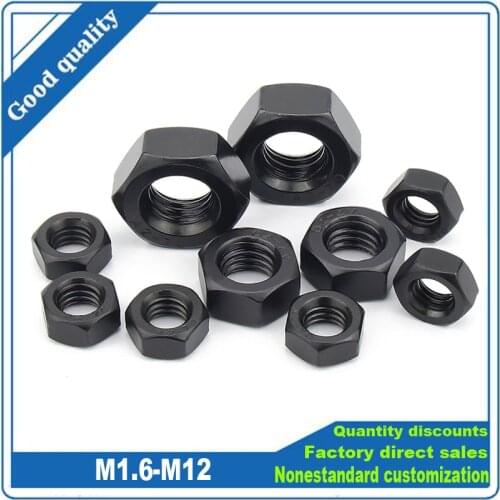 5/50pcs DIN934 Black 304 Stainless Steel Hex Nut M1.6 M2 M2.5 M3 M3.5 M4 M5 M6 M8 M10 M12 Hexagon Nut Metric Thread