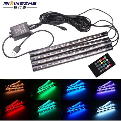 RXZ RGB LED Car usb Wireless Remote/Music/Control Interior Light Atmosphere Lamp Car Interior Ligh RGB Strip Home USB connector