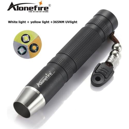 AloneFire SV310 5W CREE LED White Yellow & UV 365nm Flashlight Gem Amber Jade Black Light LED Torch