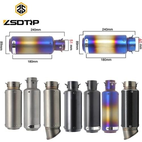ZSDTRP Universal 51/61mm SC Motorcycle Exhaust Muffler Modified Exhaust Stainless Steel Carbon Fiber Fit Racing Motos