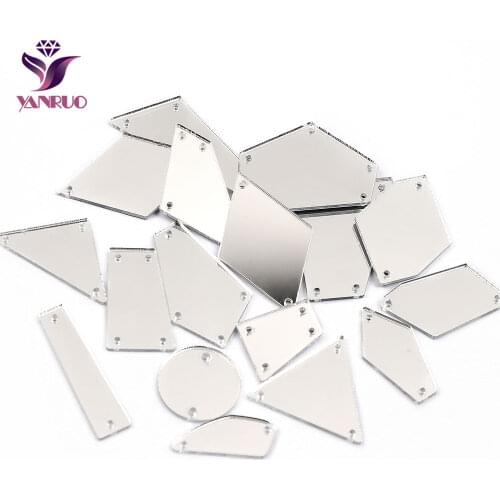 YANRUO Mixed Clear Shiny Acrylic Mirror Rhinestones Sew on Dress Crafts Sewing Gems Art Bridal Jewelry