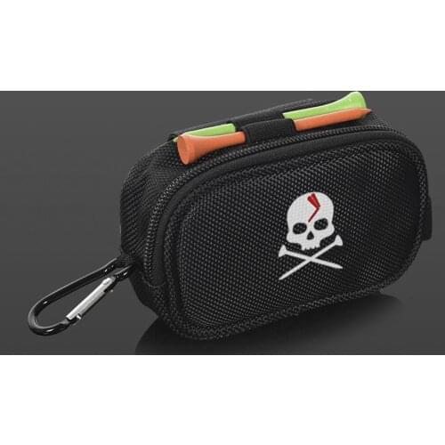Mini Golf Ball Bag with 2 Tees Holder Storage Pouch Portable Skull Golf Handbag Clutch Bag Carabiner Waist Pack Sports Supplies