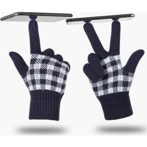 Gloves Winter Mens Touch Screen Knitted Wool Thick Fleece Warm Korean Driving Riding Gloves for Men and Women