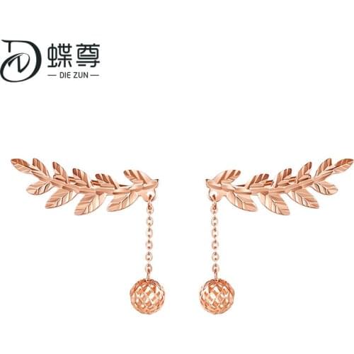 18-karat gold earrings colour rose gold studs au750 purple and gold transshipment pearl prongs row female colour earrings ball