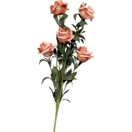 1 Bouquet Simulation Rose Vintage No Withering TPE European-style Decoration Simulation Flower for Party Home Decoration