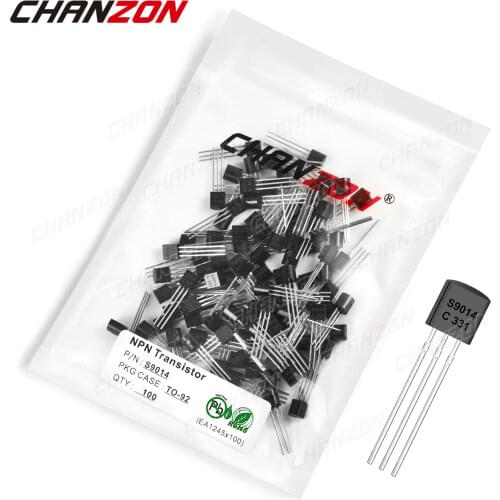 100Pcs S9014 TO-92 NPN Amplifier Transistor Bipolar Junction BJT Triode Tube Fets 0.1A 45V S 9014 Integrated Circuits
