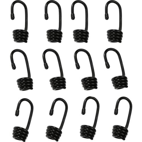 12 Pieces Plastic Coated Spiral Wire Hooks For Shock Cord Bungee Rope 6mm for Boating Outdoor Automotive Agricultural