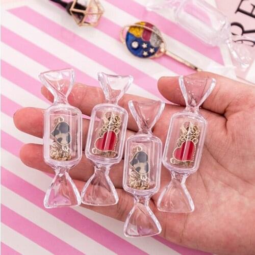 3pcs/set Mini Transparent Candy Shape Ring Box Earrings Wedding Outdoor Activity Vacation Jewelry Display Gift Case Holder