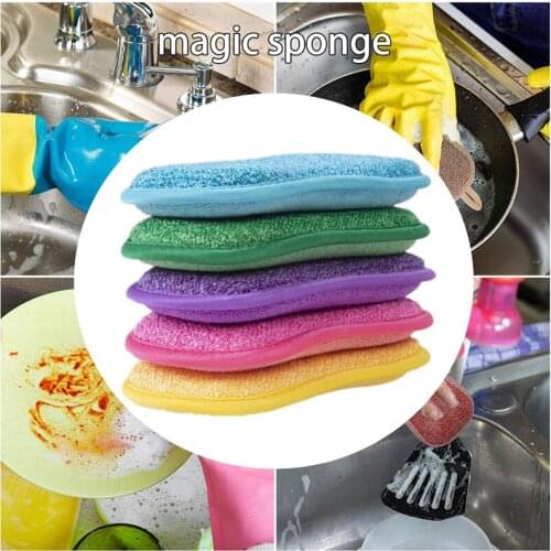 5/10pcs Scrub Sponges For Washing Dishes Non-Scratch Microfiber Non Stick Pot Cleaning Sponge Housework Tool Kitchen Accessories