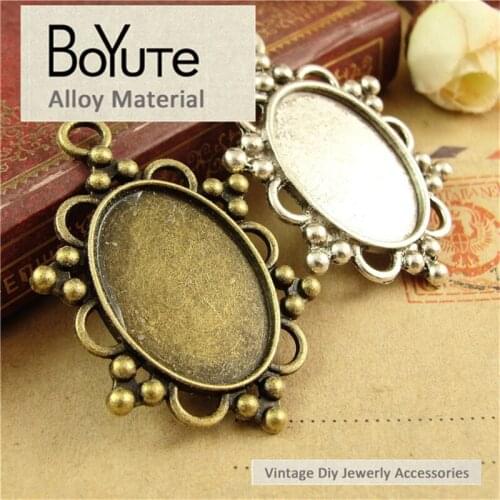 BoYuTe (30 Pieces/Lot) 25*18MM Cabochon Base Antique Bronze Silver Plated Vintage Diy Bezel Pendant Jewelry Making Findings