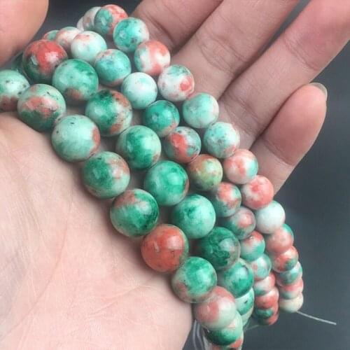 6 8 10 12mm Natural Stone Green Red Jades Loose Spacer Beads For Jewelry Making Round Beads DIY Bracelet Accessories 15