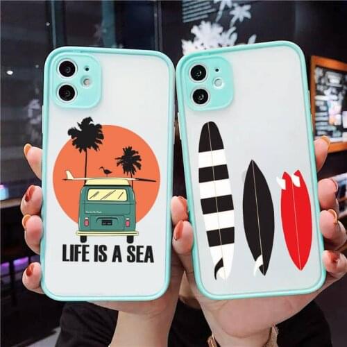 Sea wave surf summer surfing ocean Phone Cases matte transparent For iphone 7 8 11 12 plus mini x xs xr pro max cover