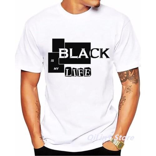 Black Is My Lift Letter Print Tshirt Men Summer Melanin Poppin T Shirt Homme Harajuku Shirt White Short Sleeve T-Shirt Wholesale