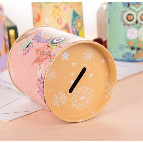 Pen holder Piggy Bank Money Box Owl Metal Coin Bank Money Saving Box Home Decoration Figurines Craft Christmas Gift For Kids