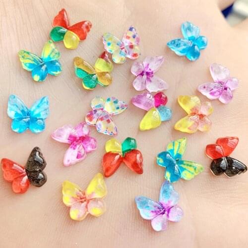 DIY 80pcs Colorful Butterfly Flatback rhinestone applique stones and crystals Cabochon Button wedding 10mm -B227