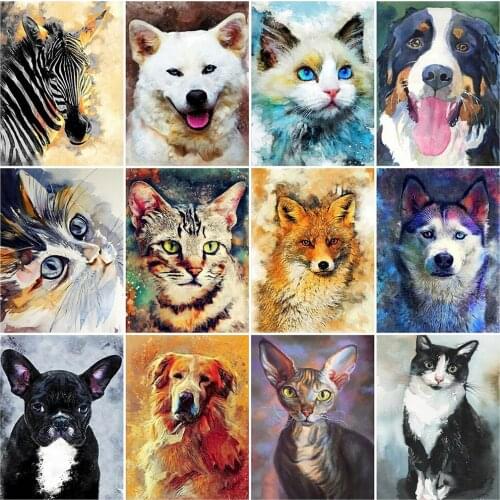 Evershine 5D DIY Diamond Painting Cat Cross Stitch Full Square Round Diamond Embroidery Animal Dog Rhinestone Picture Home Decor
