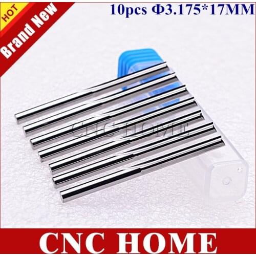 10pcs 3.175mm * 17mm Straight Slot Bit Wood Milling Cutter CNC Solid Carbide Two Double Flutes Foam Engraving CNC Router Bits