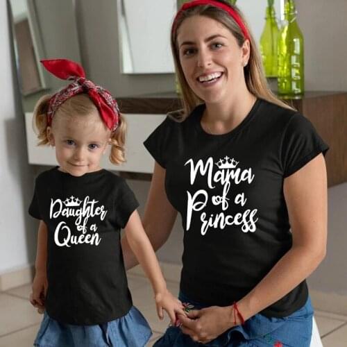 Cotton Mama and Daughter Print Mommy and Me Clothes Summer Fashion Tshirt Baby Girl Clothes Family Women Mom Girl Boys T shirt