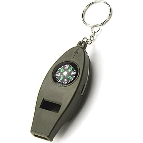 Compass Thermometer Magnifier Four-in-One Multifunctional Survival Whistle Camping Wilderness Travel Whistle Compass Tools