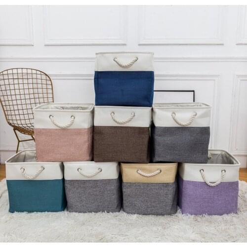 Laundry Basket Cotton Linen Toy Foldable Storage basket Dirty Clothes Holder Container Desktop Living Room Bathroom Organizer