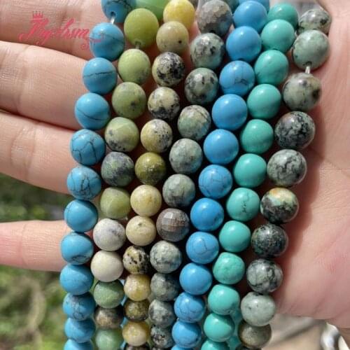 Natural Turquoises Howlite Stone Bead Round Loose DIY Beads for Jewelry Making Christmas Gift Bracelets Strand 15'' 4-12mm